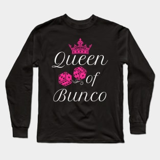 Queen of Bunco Party Girl Pink Dice Bunco Night Long Sleeve T-Shirt